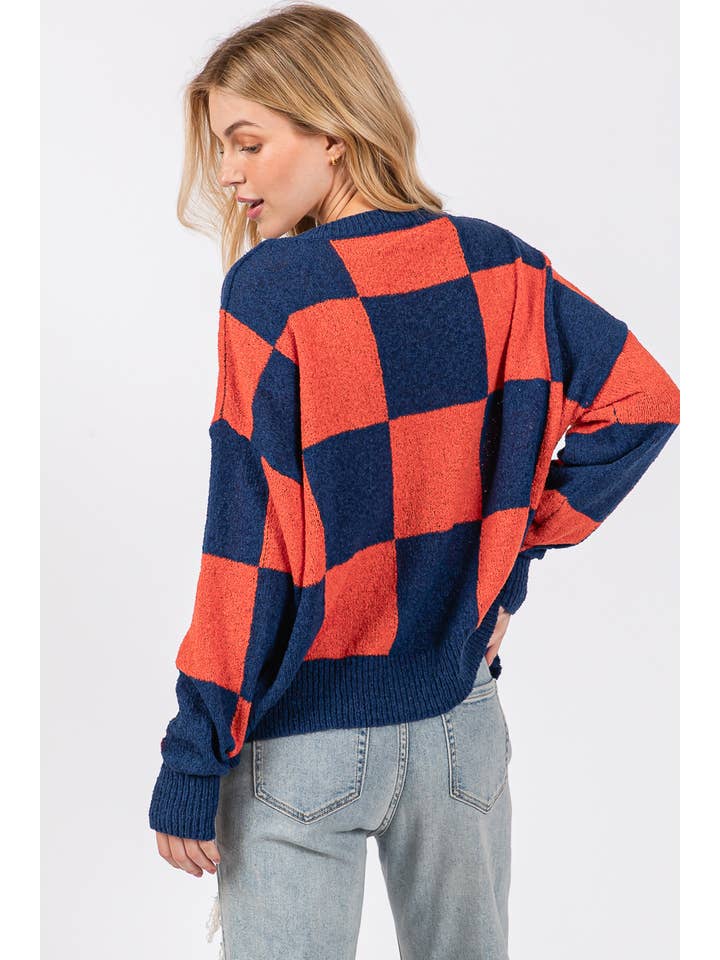 Sewn and Seen - Wholesale Knit Sweater - Women's - CHECKER SWEATER TOP 22