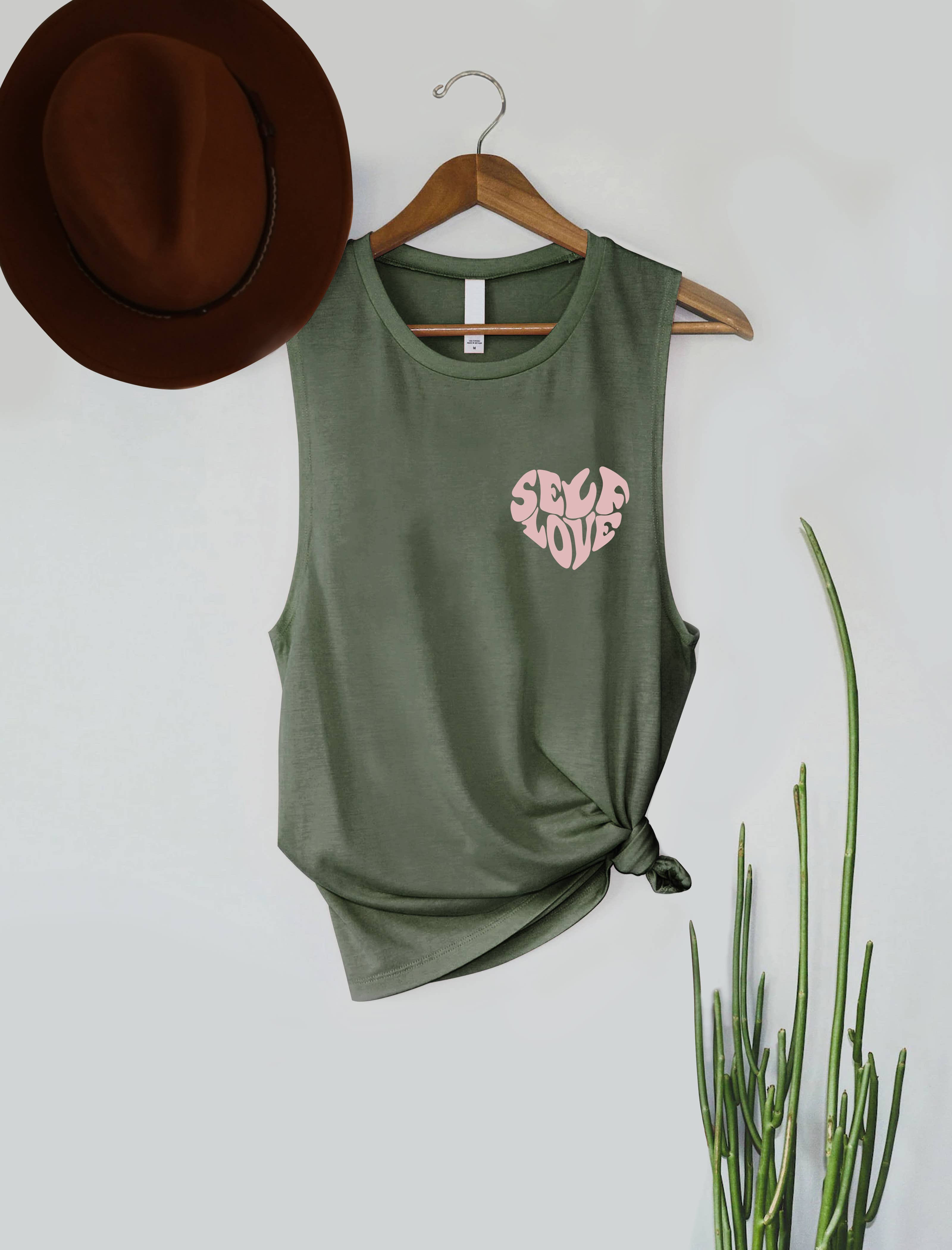 PINK NABI - Wholesale Tank Top - Women's - Self Love Heart Graphic Women's Comfortable Jersey Tank Top3