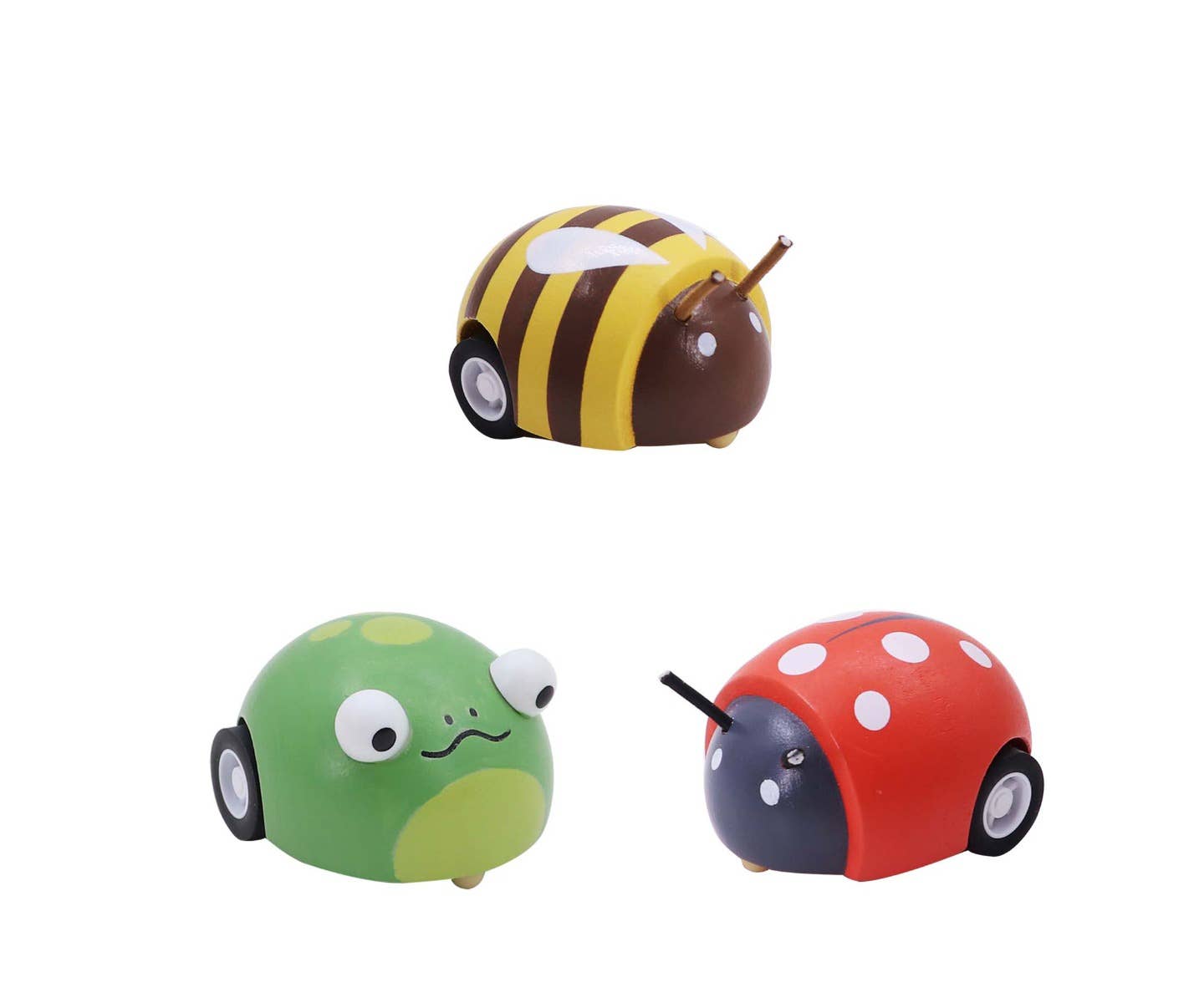 ToysLink - Wholesale Wood Toy - Kids - Wooden Pull Back Animal-Bee, Frog and Ladybug0