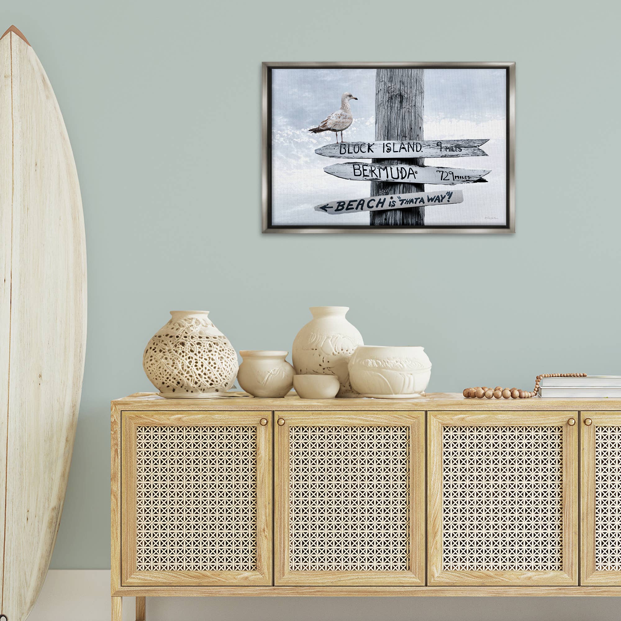 Stupell Industries – wholesale Väggskylt – Semesterstrandskyltar med mås - Inramad väggkonst5