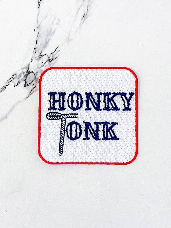 Aufnäher Honky Tonk, quadratisch, bestickt für den Großhandel von Nash Grey