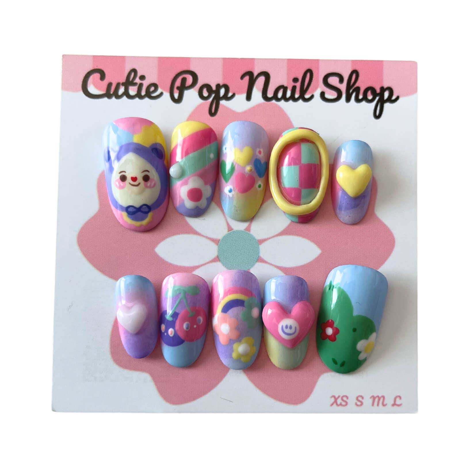 Cutie Pop Nail Shop - Wholesale Press-On/Fake Nails - Pastel Bear|Kawaii| Press-On Nails| Handmade|Fake Nail