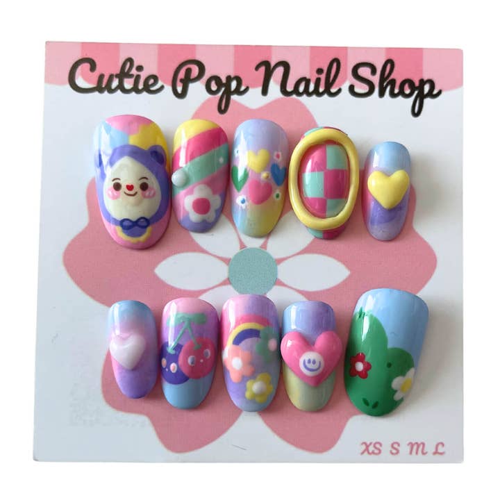 Pastel Bear|Kawaii| Press-On Nails| Handmade|Fake Nail and other Purchase Wholesale aretes kawaii. Free Returns & Net 60 Terms on Faire trending on Faire.