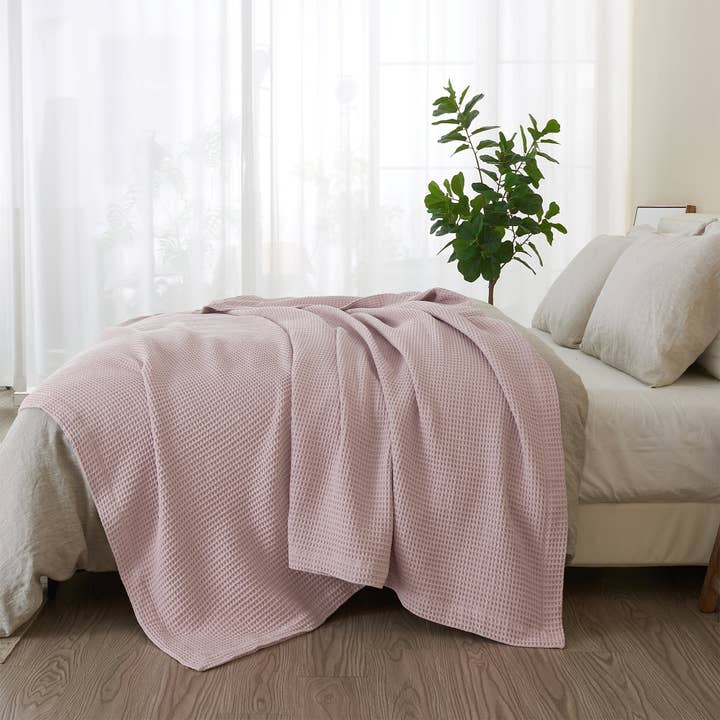 BH Collective - Wholesale Throw Blanket - Solid Cotton Waffle Weave Blanket