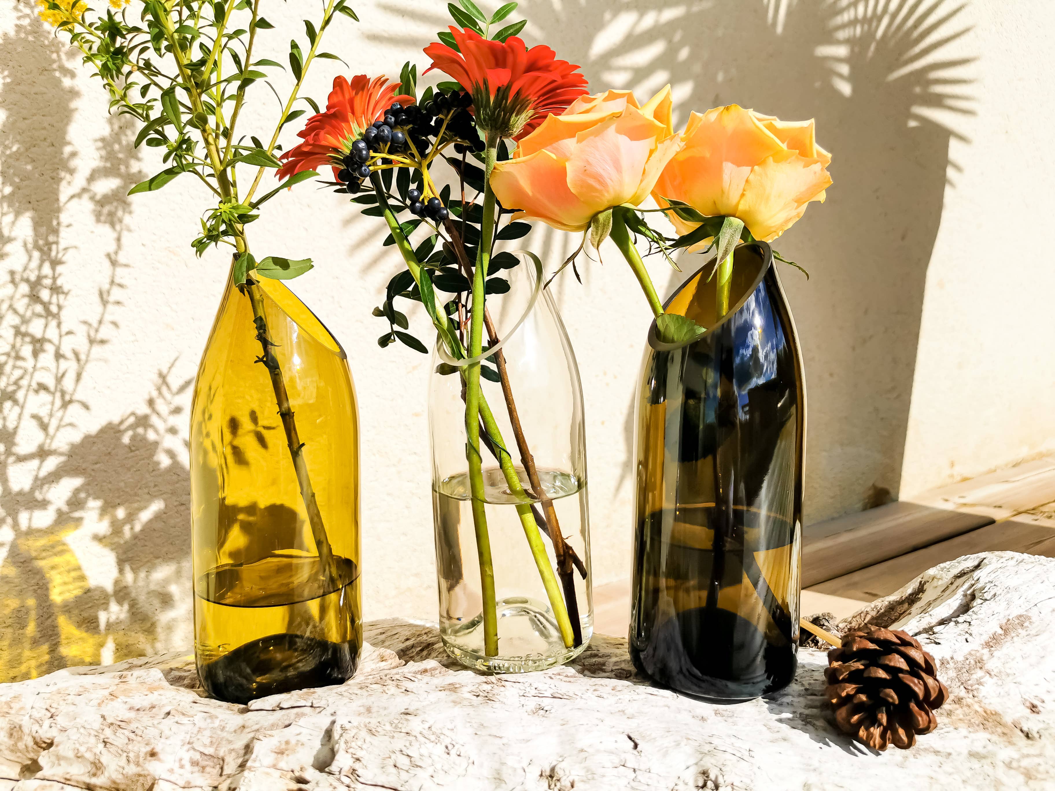 PLATES & Culotées – Vaso por atacado – Vasos Chaloupes Marrons feitos de Garrafas de Vinho7