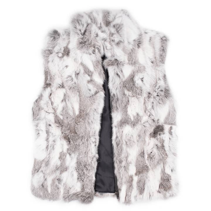 Surell - Vente Veste sans manches – femme - Gilet en fourrure de lapin pour femme7