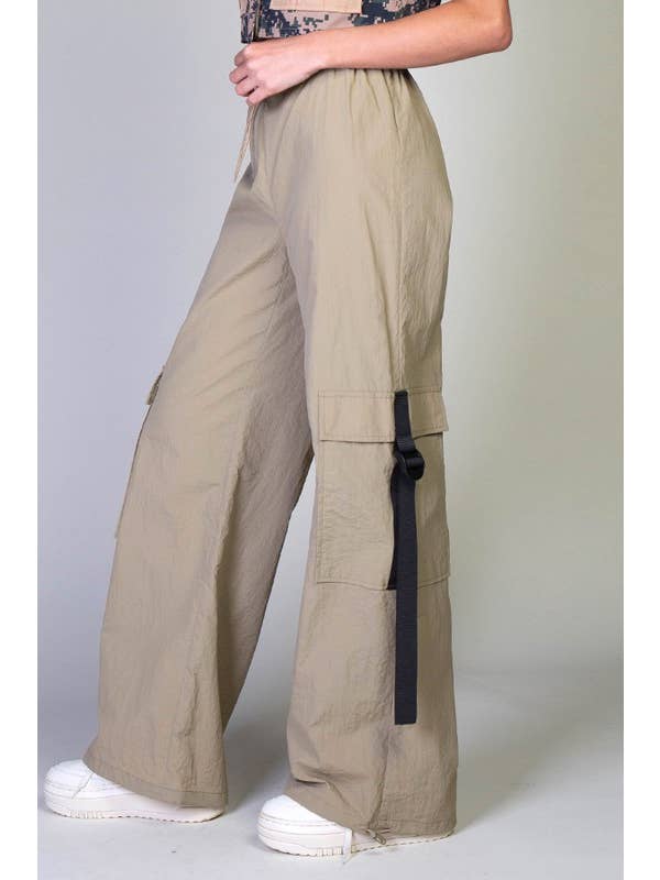 Rehab Lab - Wholesale Pants - Women's - Low Rise Cargo Parachute Pants With Contrast Strap4