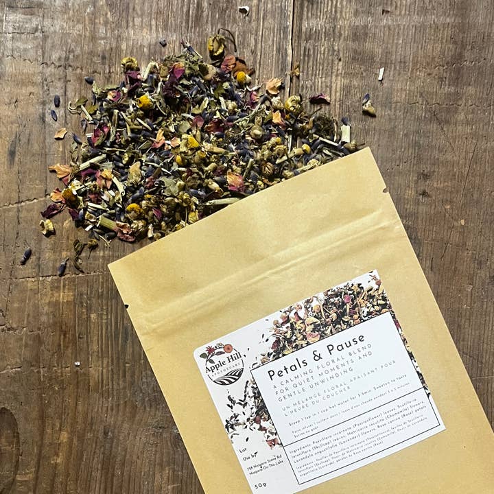 Petals and Pause Herbal Tea Blend for wholesale by Apple Hill Apothecary