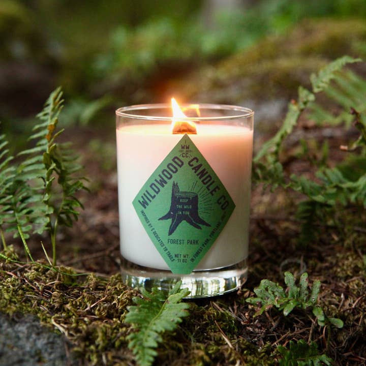 Wildwood Candle Co. - Wholesale Jar/Filled Candle - 11 oz Forest Park Soy Candle - Mint Oakmoss Amber