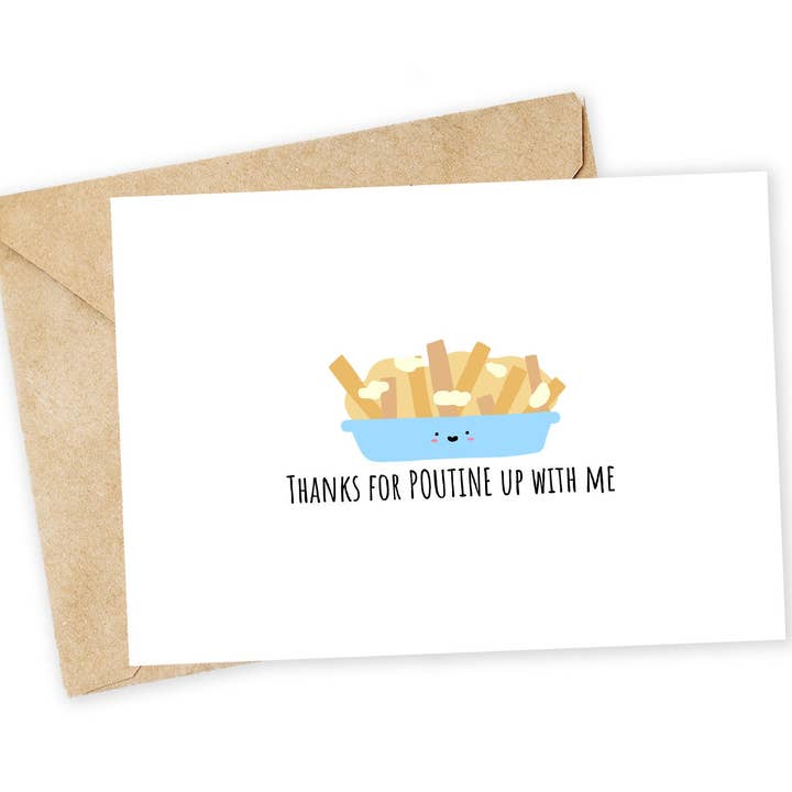 Chewy Lemon Studio - Wholesale Thank You Card - Poutine Greeting Card: Funny Valentine Thank You Note