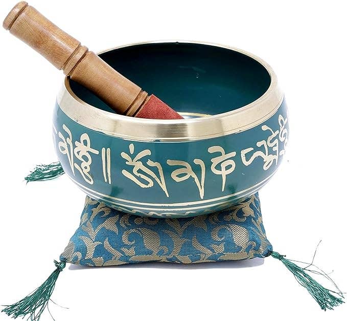OMA - Eclectic Home - Wholesale Meditation Supplies - XLarge Singing Bowl Set For Meditation- 6.25" Brass - Mantra