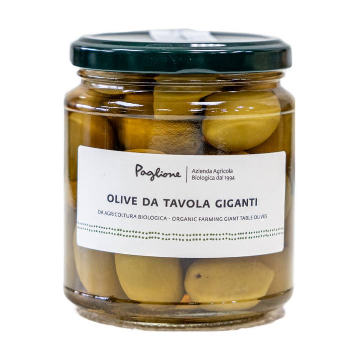 Organic Jumbo Table Olives by Agricola Paglione for wholesale by Zia Pia