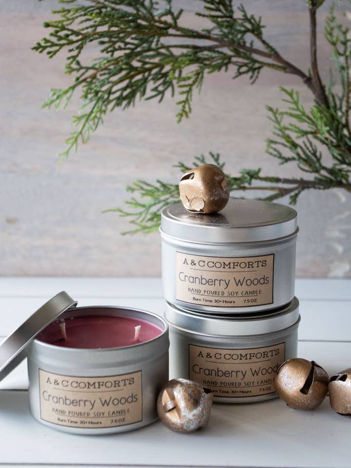 Cranberry Woods Soy Candle | Cotton Wick Candle | 7.5 oz for wholesale by A & C Comforts
