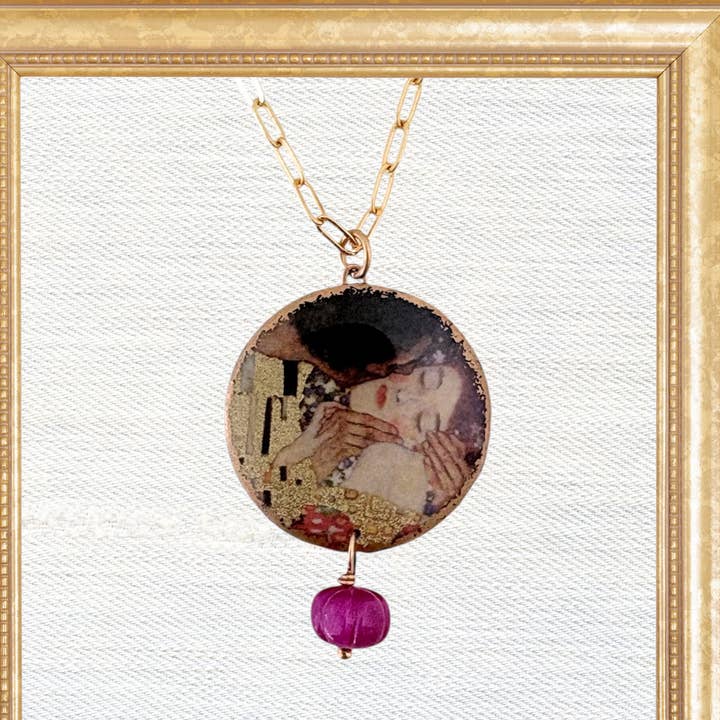 Klimt Lovers Bloom Necklace for wholesale by Folkloric Jewelry