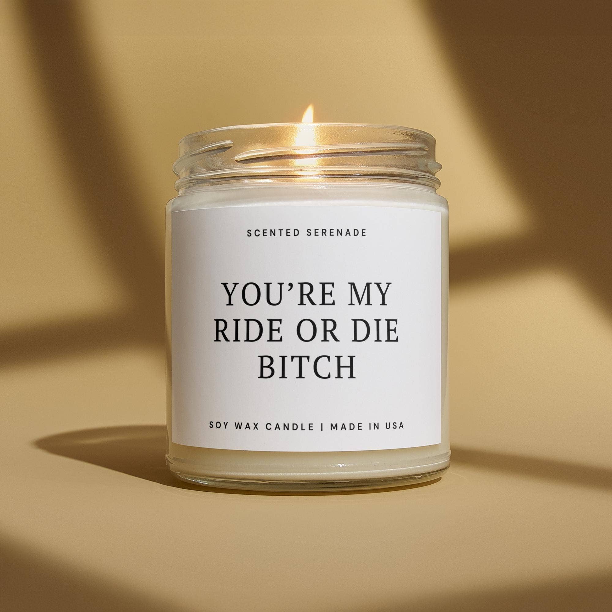 Scented Serenade - Wholesale Jar/Filled Candle - Ride or Die Bitch Funny Best Friend Birthday Candle