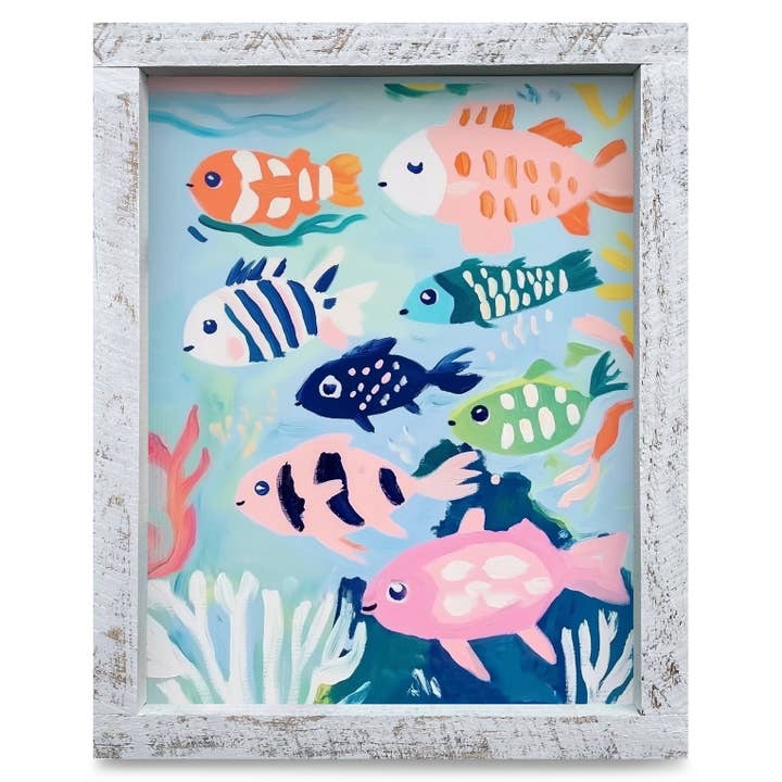 Peces Coloridos | Impresión de Arte en Pared con Marco de Madera Real para venta al por mayor de Mill Wood Art