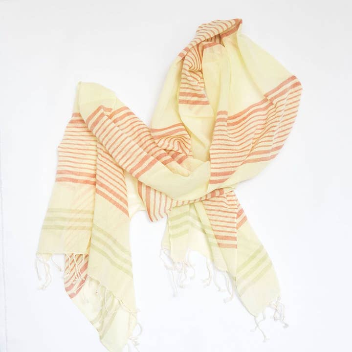 Silk Wool and Bijoux - Wholesale Scarf - Women's - Striped Cotton Scarf