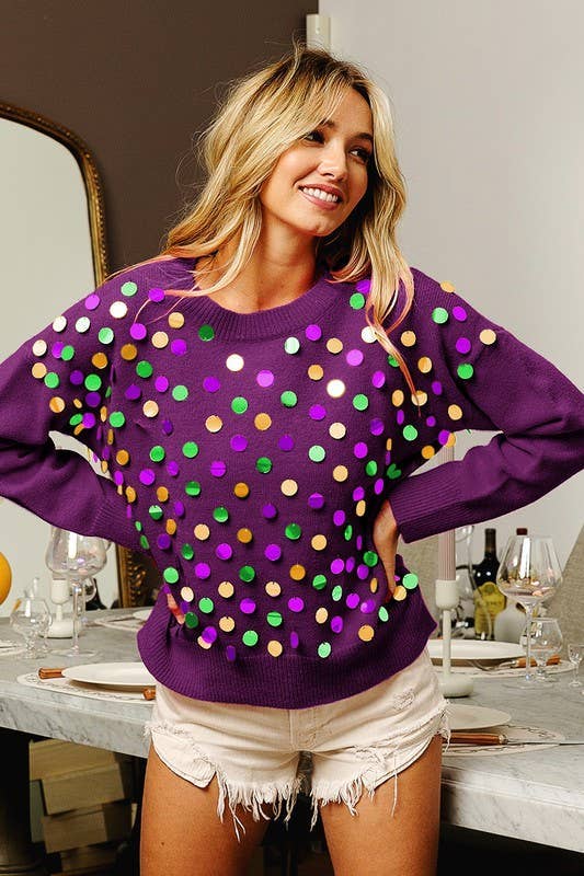 Vanilla Monkey - Vendita all'ingrosso Maglione tricot - Donna - Pullover in maglia con lustrini Mardi Gras Colors2