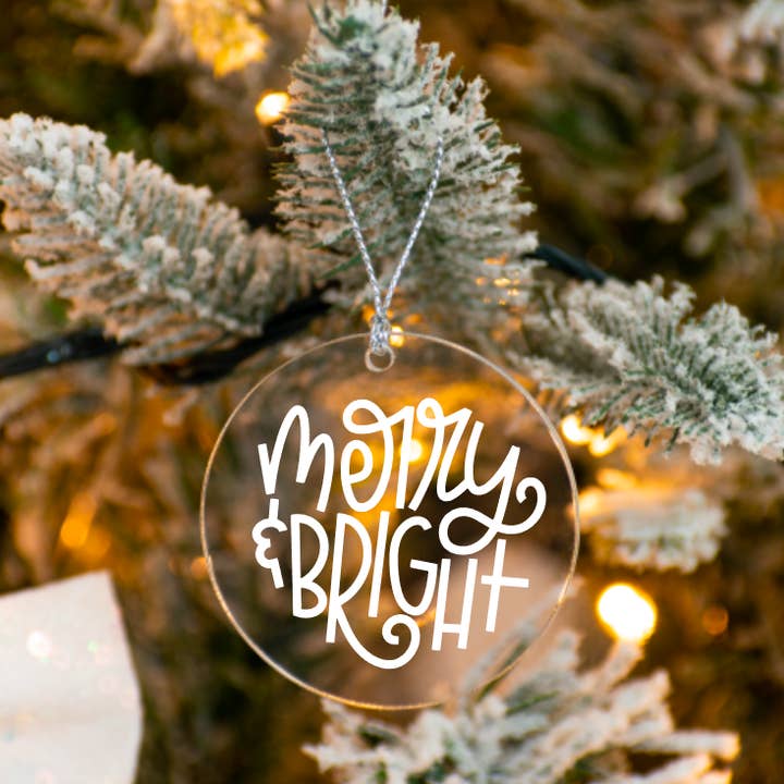 Merry & Bright | Christmas Ornament | Acrylic for wholesale by 417 Designs LLC