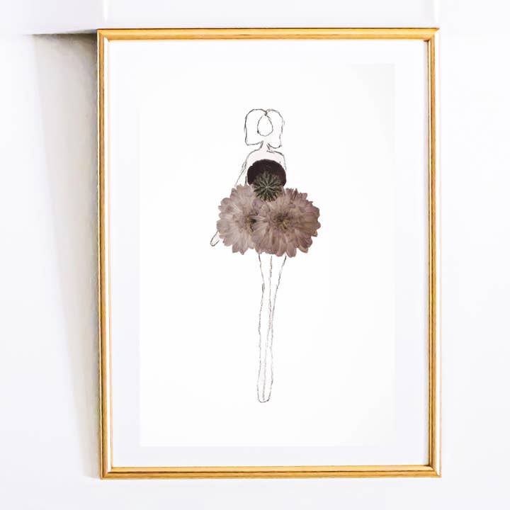 Lady Amethyst – Botanical Fashion Art Print | Pressed Flower for wholesale by Mon Petit Chou Art and Design