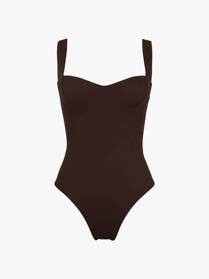 Bruin badpak met voorgevormde halslijn | Duurzaam voor wholesale door BORNEO PARIS