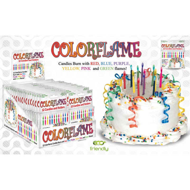 JII - Wholesale Cake Candle - Colorflame Birthday Candles in 26 Piece Counter Display1