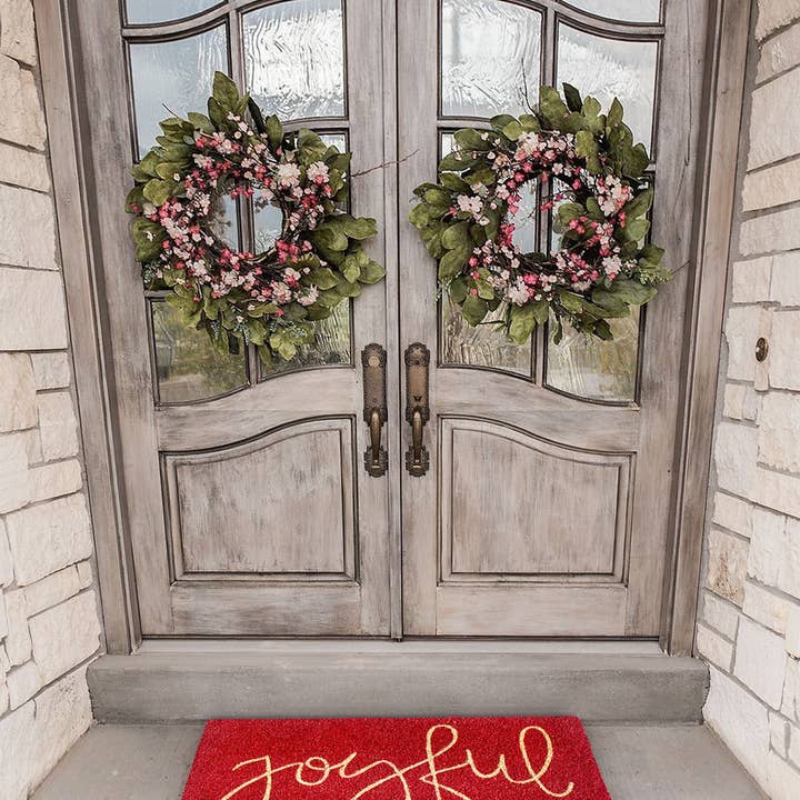 RugSmith - Wholesale Door Mat - RugSmith White Machine Tufted Joyful Doormat, 18" x 30"1