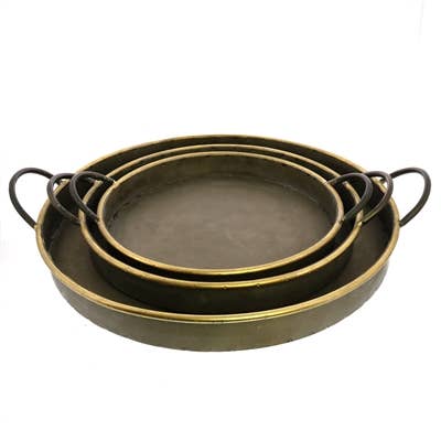 HomArt - Wholesale Decorative Tray - Archer Galvanized Trays, Round - Set of 3