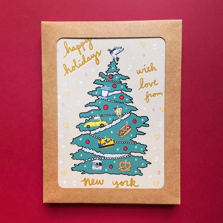 Box Set New York City Tree Christmas Card Greeting Holiday for wholesale by Made by Nilina