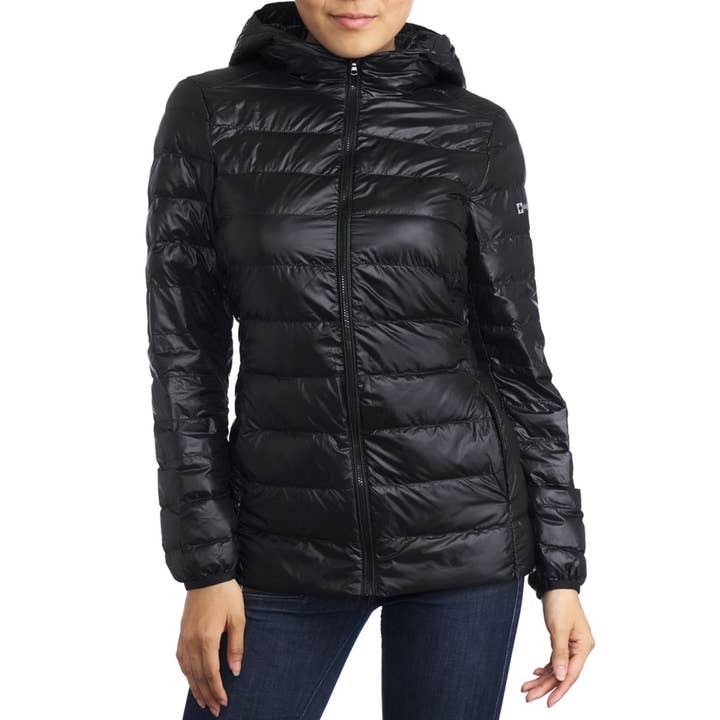 Womens Hooded Down Alternative Puffer Jacket Light Bubble Co for wholesale by Alpine Swiss