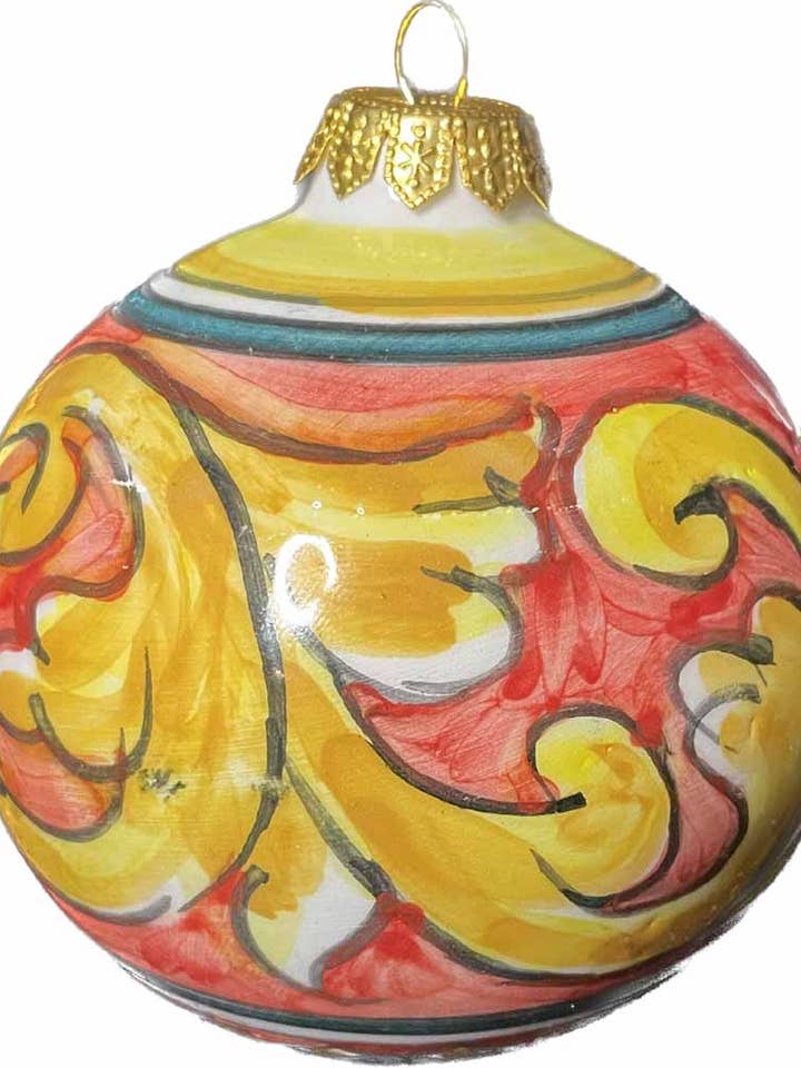Italian Floral Vines Handpainted Ceramic Christmas Ornament for wholesale by DeZahra