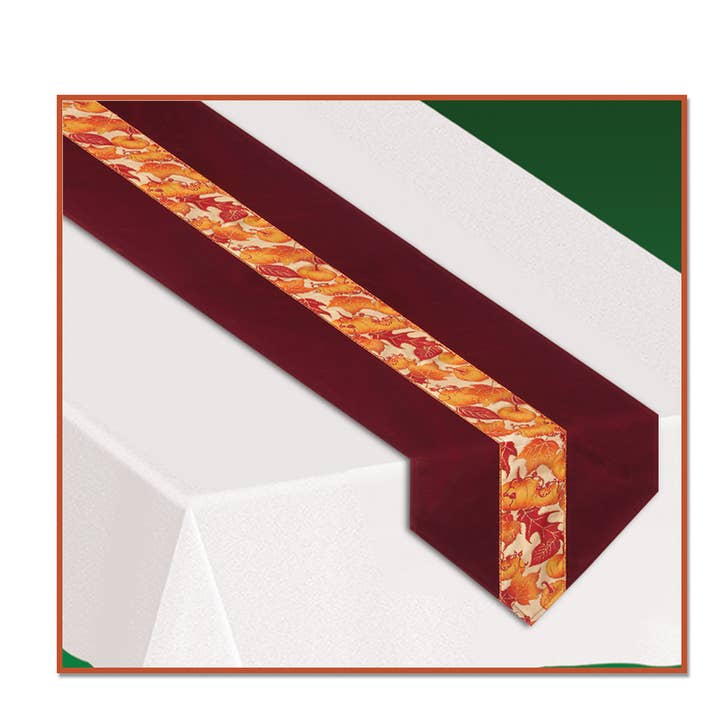 Herfstbladeren Stoffen Tafelloper, 12" x 6' voor wholesale door Beistle