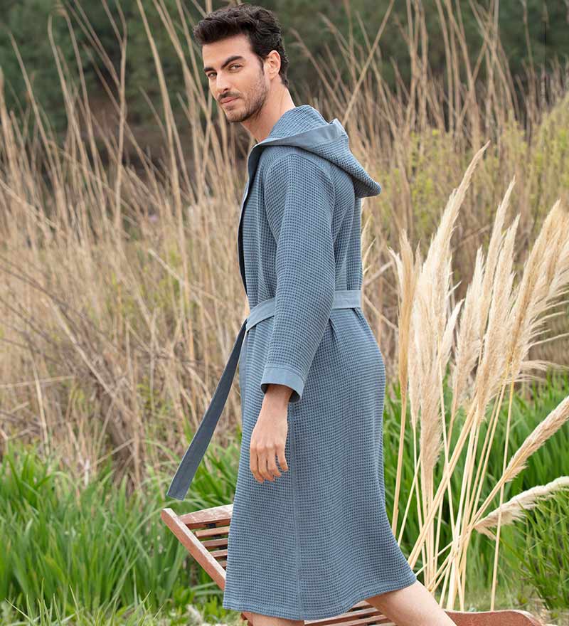 SEYANTE - Wholesale Robe - Men's - Men's Hooded Turkish Cotton Waffle Robe6