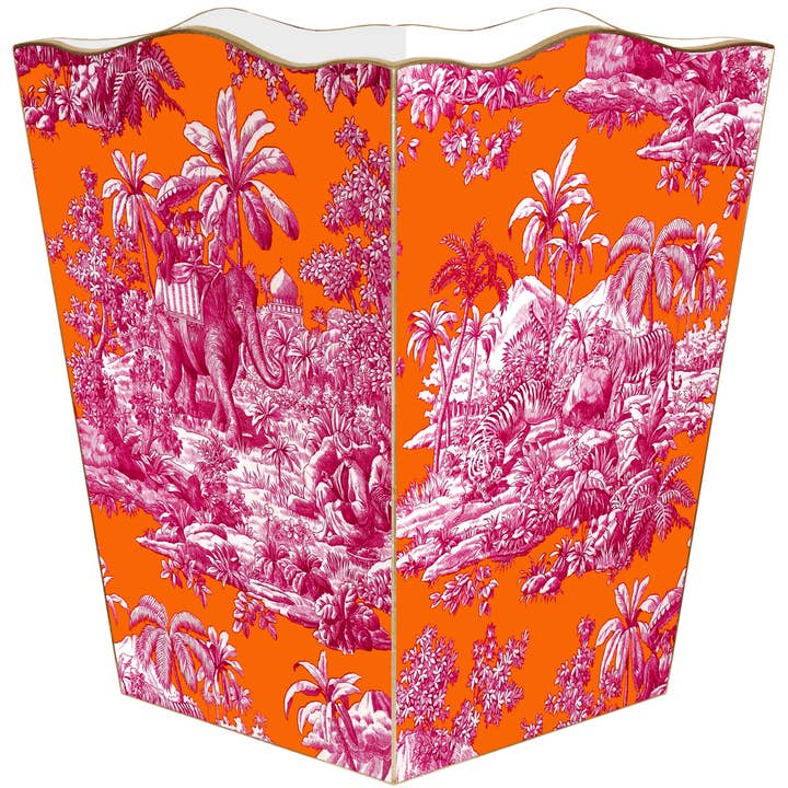 Papelera de papel de baño de color naranja y rosa con diseño de elefante para venta al por mayor de Marye-Kelley