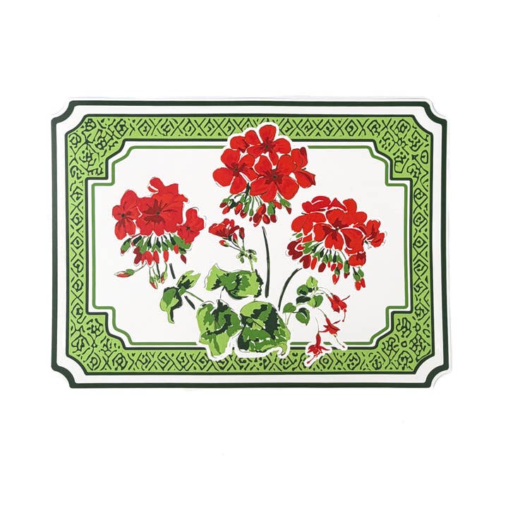 Shaped Christmas Geranium Paper Placemats, Set of 12 for wholesale by Madcap Cottage