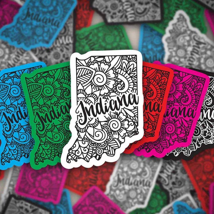 Autocollant Indiana | Autocollant de pare-chocs | Autocollant de bouteille | Autocollant de voyage | Autocollant pour ordinateur portable | Autocollant imperméable | Autocollant en vinyle | Décalcomanie | 3,5" pour la vente par Albion Mercantile Co.