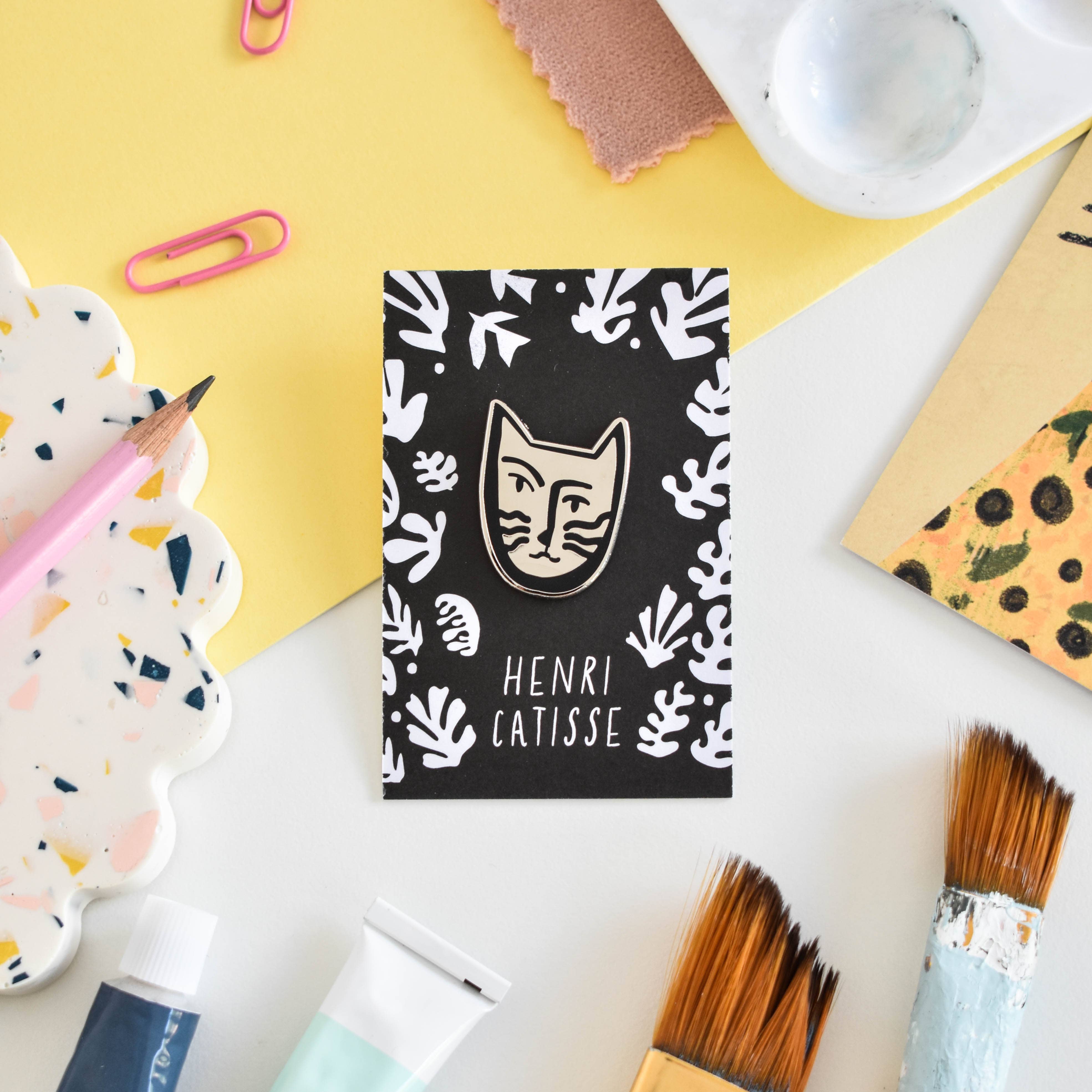 Niaski - Feline Fine Art (USA DUTIES PAID) - Vente Épinglettes/boutons - Henri Catisse Épingle d'Artiste Chat4