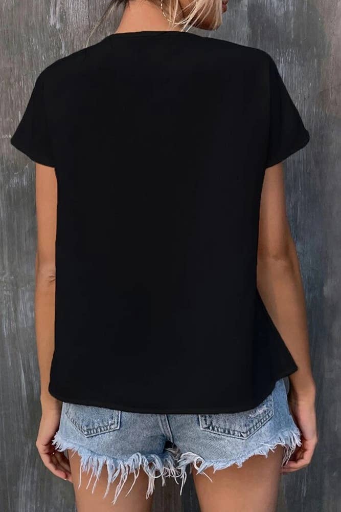 UNISHE - Venta al por mayor Blusa - Mujer - Top bordado con cuello dividido y empalme floral AXR01710