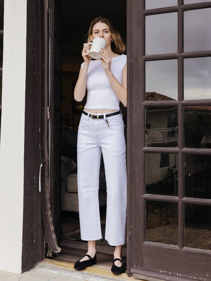 SUPER HIGH RISE RAW HEM BARREL JEANS V3575WH for wholesale by VERVET by FLYING MONKEY