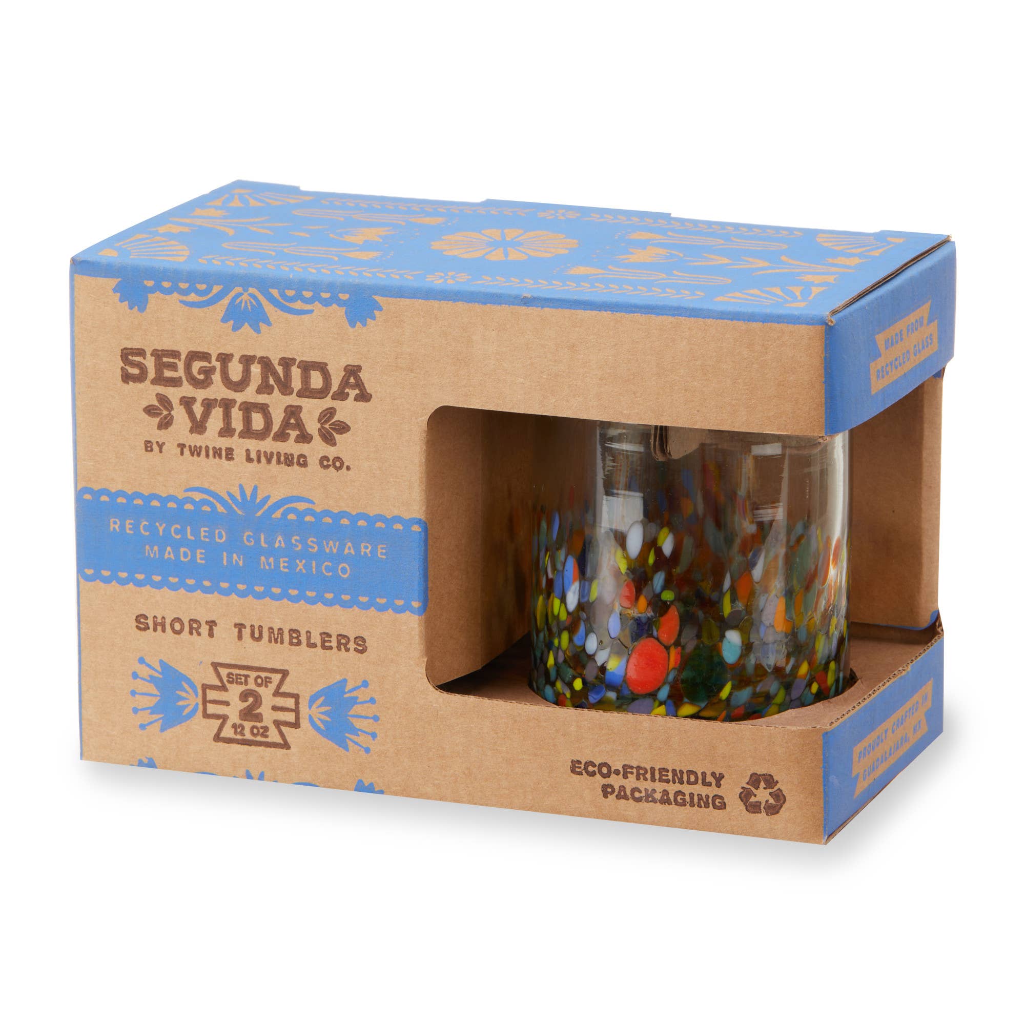 Twine - Wholesale Cocktail/Liquor Glass - Segunda Vida Artistico Recycled Glass Tumblers Set of 21