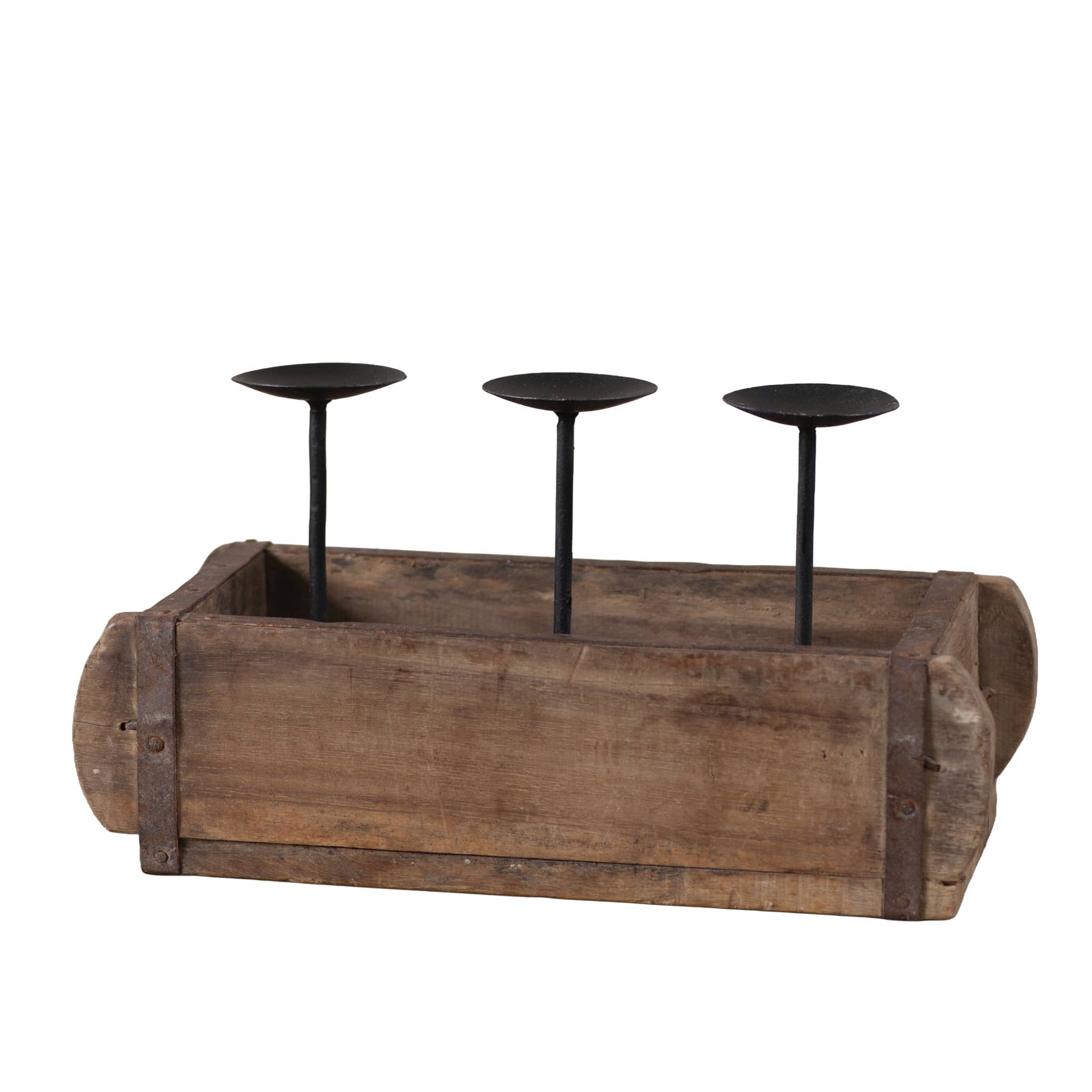 Irvin's Tinware - Vente Bougeoirs - Moule à briques en bois vintage avec porte-bougies surélevés1