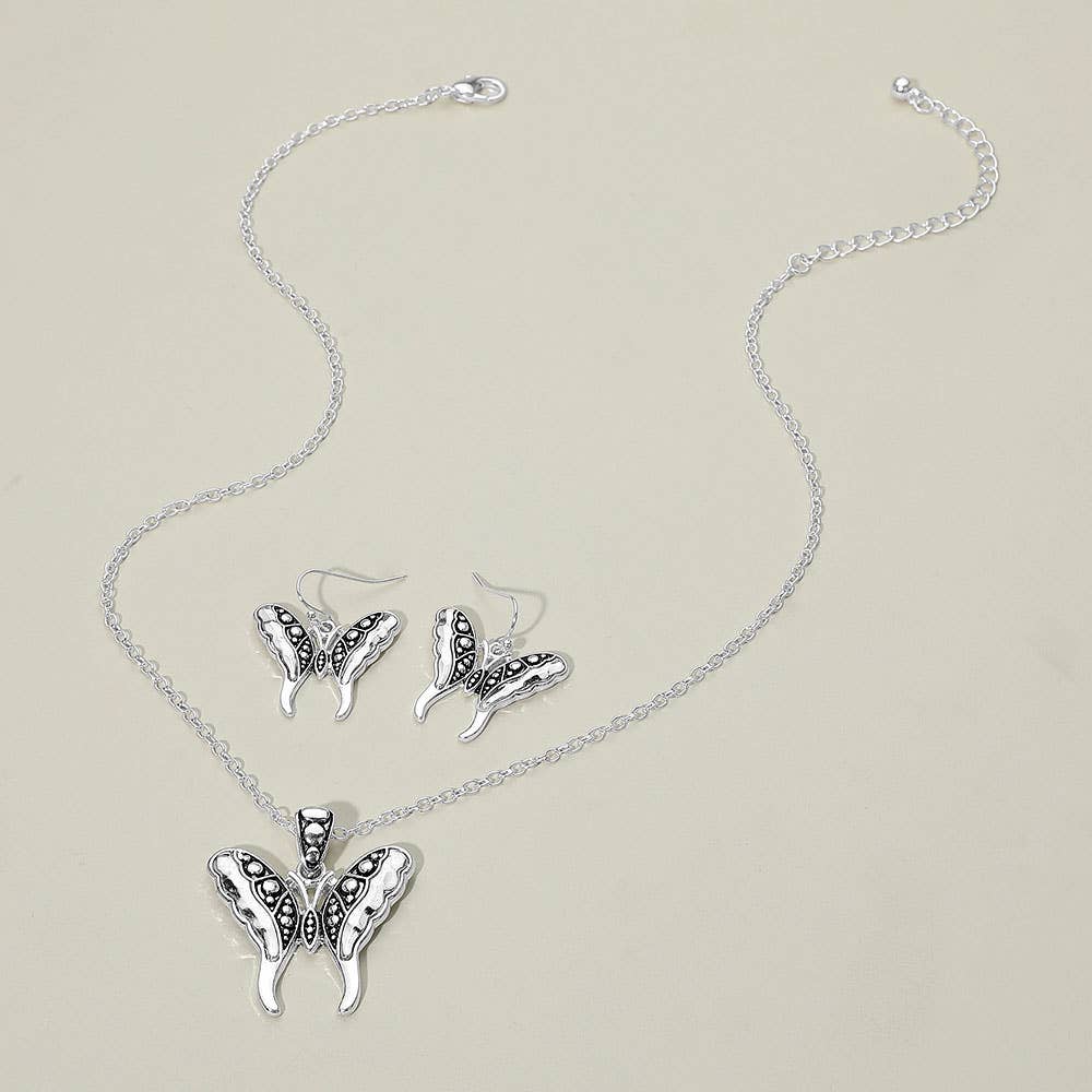 Sensibling Corp. - Wholesale Jewelry Set - Antique Metal Butterfly Pendant Necklace1