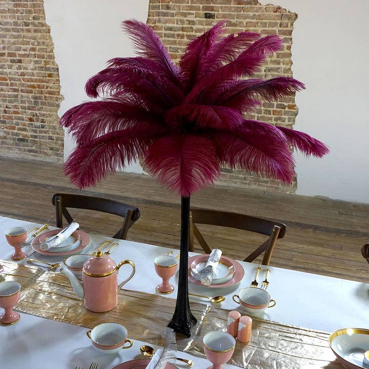 Eiffel Tower Centerpiece
Burgundy Ostrich Feathers & Black Vase for wholesale by Zucker Feather Products