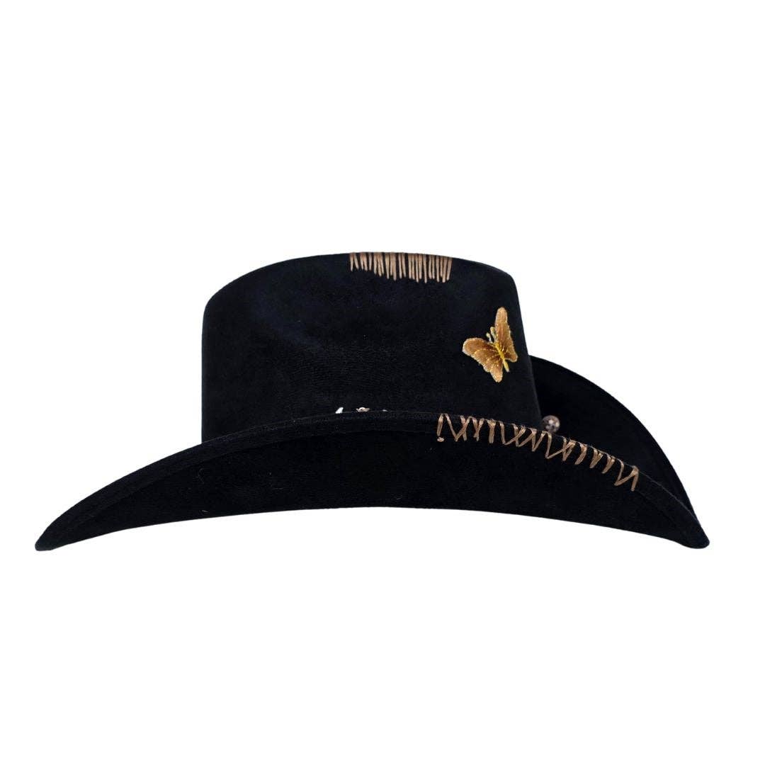 Luca Cowboy Crown Hat - Black for wholesale on Faire6