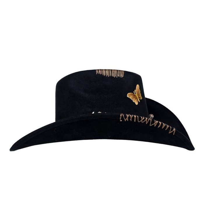 Luca Cowboy Crown Hat - Black for wholesale on Faire6