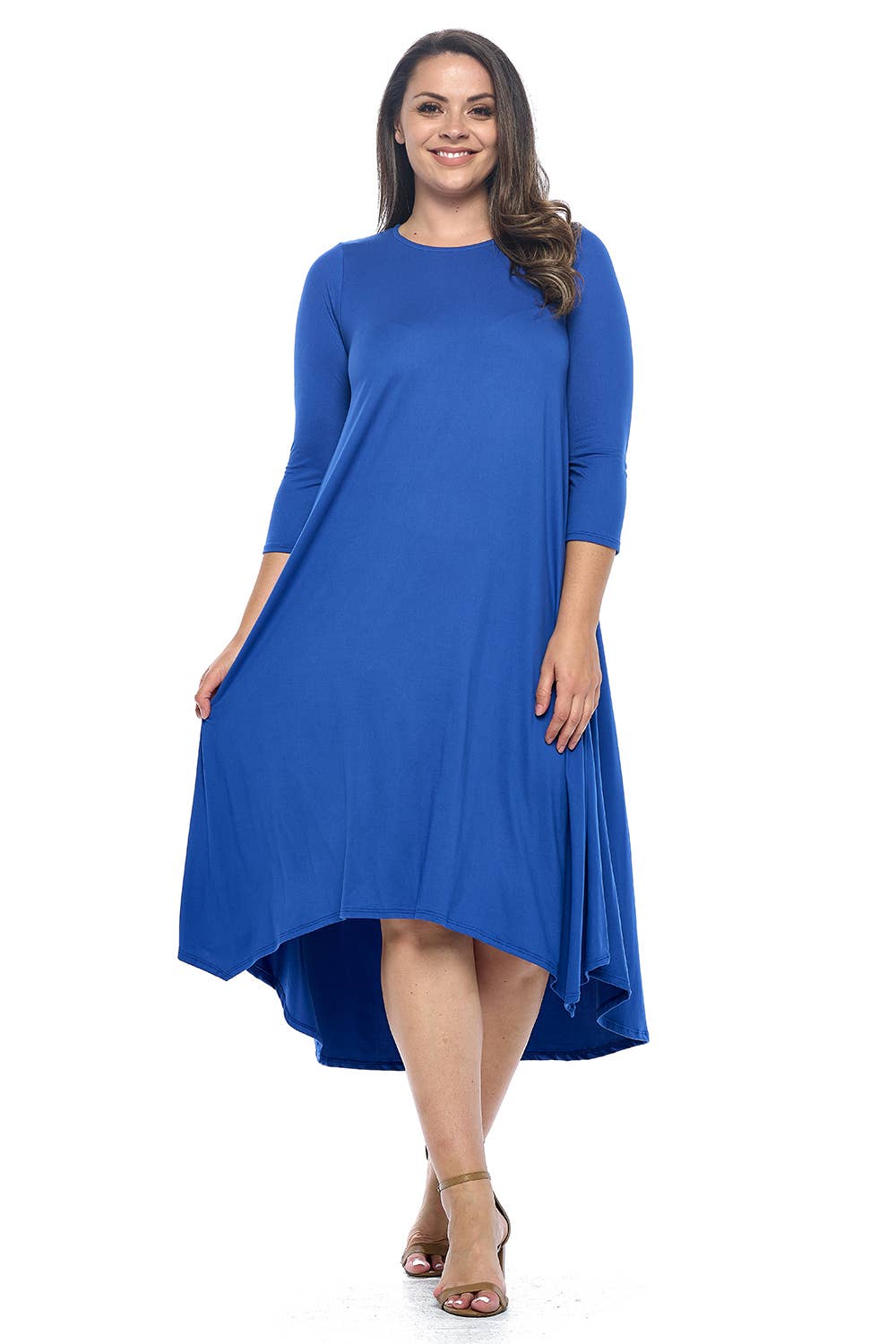 Allium - Wholesale Dress - Women's - Asymmetric Hem Midi Dress Plus Size13