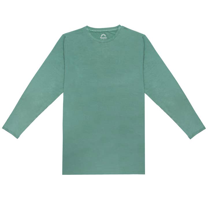 Tropical Green Unisex Bamboo Long Sleeve Shirt for wholesale on Faire0