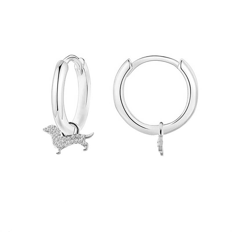 AMORINO SRL - Wholesale Dangle Earrings - HOOP EARRINGS WITH DOG PENDANT IN RHINESTONES - YC2452B6670