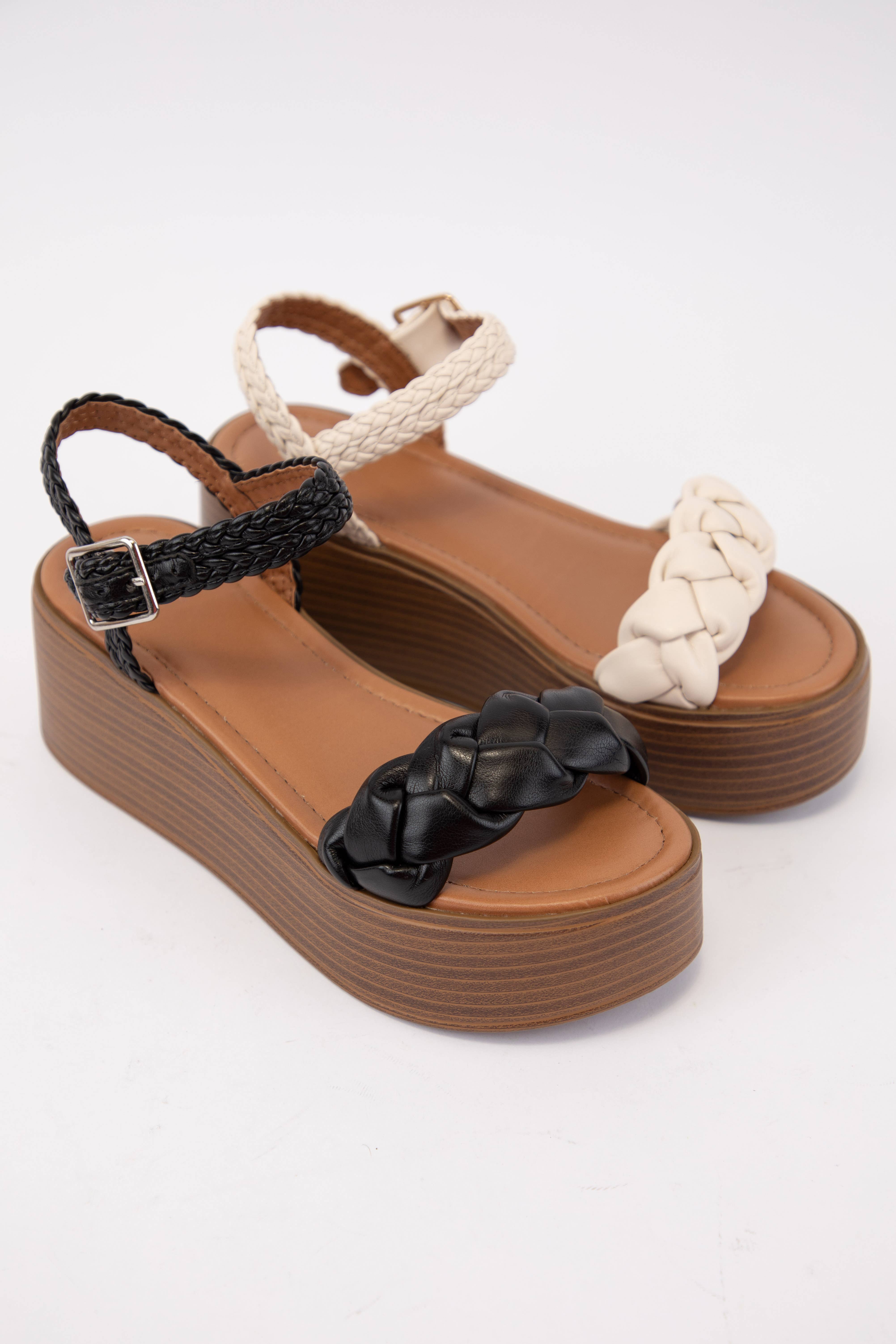 CCOCCI - Vente Chaussures compensées – femme - SANDALE À TALON COMPENSÉ À PLATEFORME ET BRIDE TRESSÉE INVOKE6