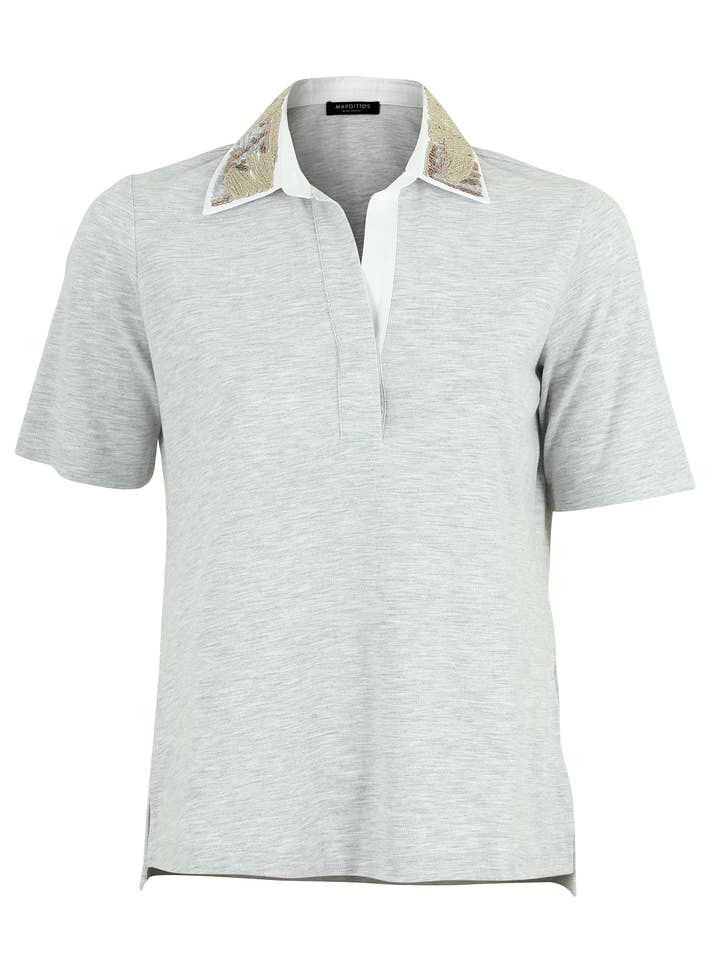 Sequin Collar Polo Tee for wholesale by Margittes